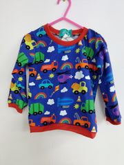 Long sleeved baby/child t-shirt - fire engines, pick-up trucks and other vehicles print (12-18 months)