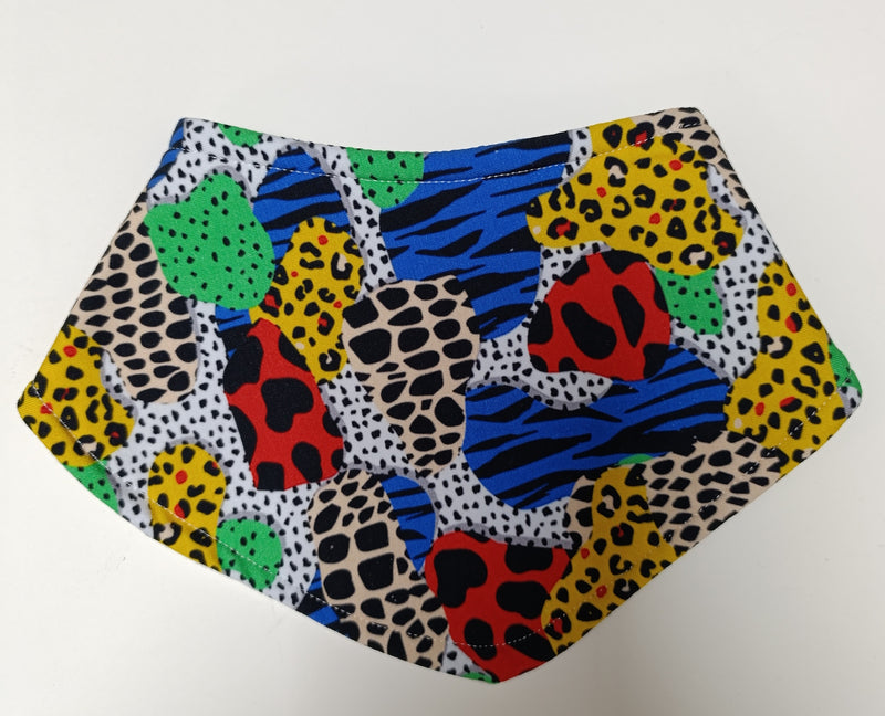 Bandana style bib - colourful animal print