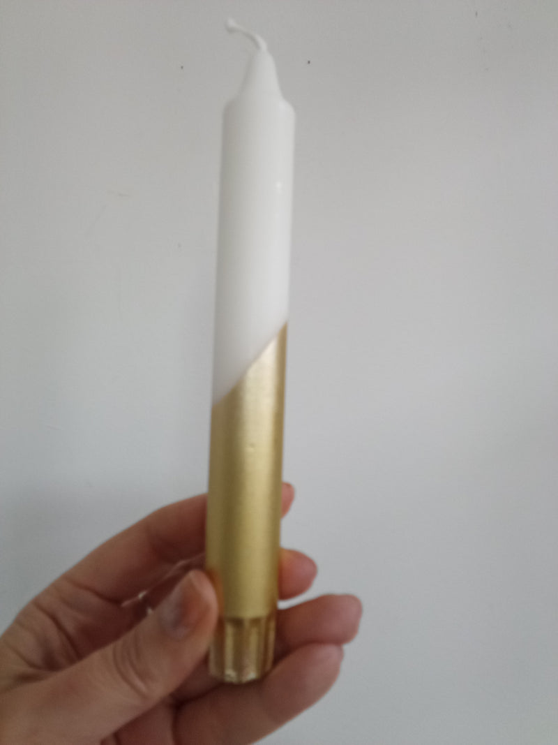 White with gold base dinner candles