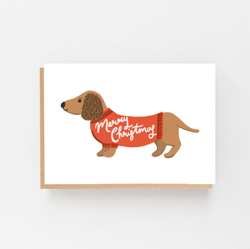 Dachshund with Merry Christmas jumper