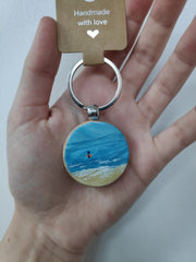 Hand painted wooden keyring