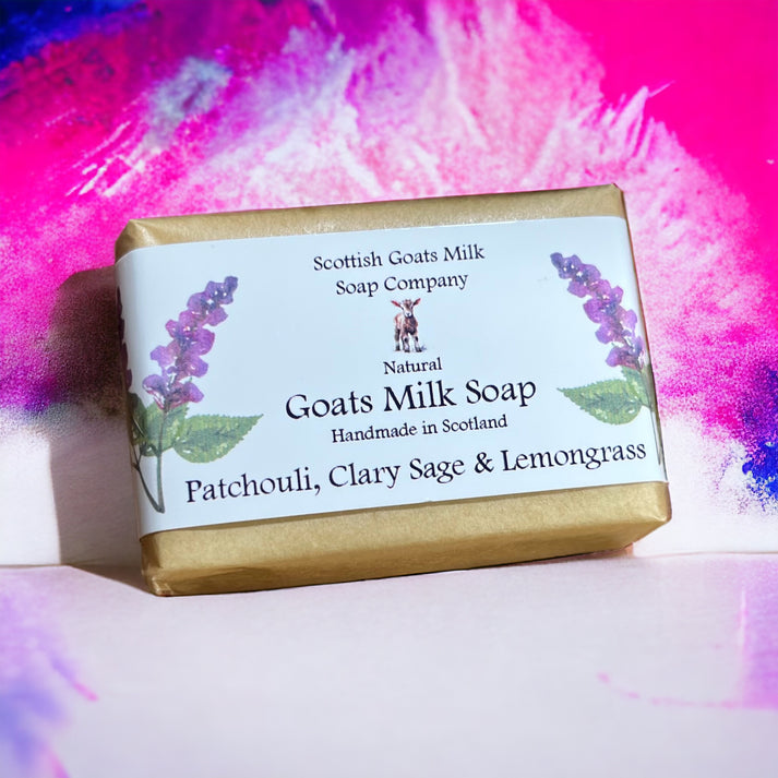 Handmade goats milk soap - patchouli, Clary sage & lemongrass