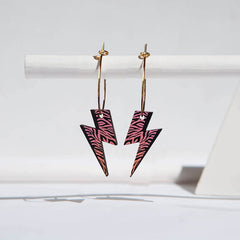 Printed wooden 'Rebel Rebel' lightning bolt hoops