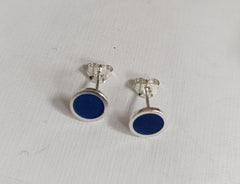 Sterling silver & enamel colourful studs - royal blue