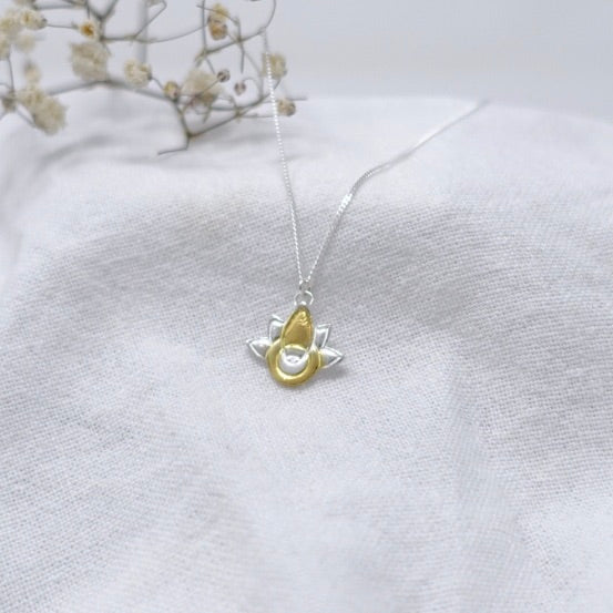 Sterling Silver & 22kt gold Lotus Moon pendant