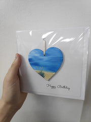 Happy birthday hand painted heart keepsake card