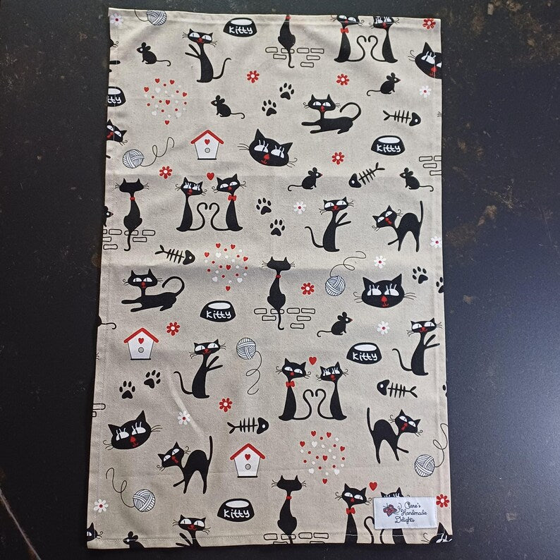 Tea towel - kitty cat print