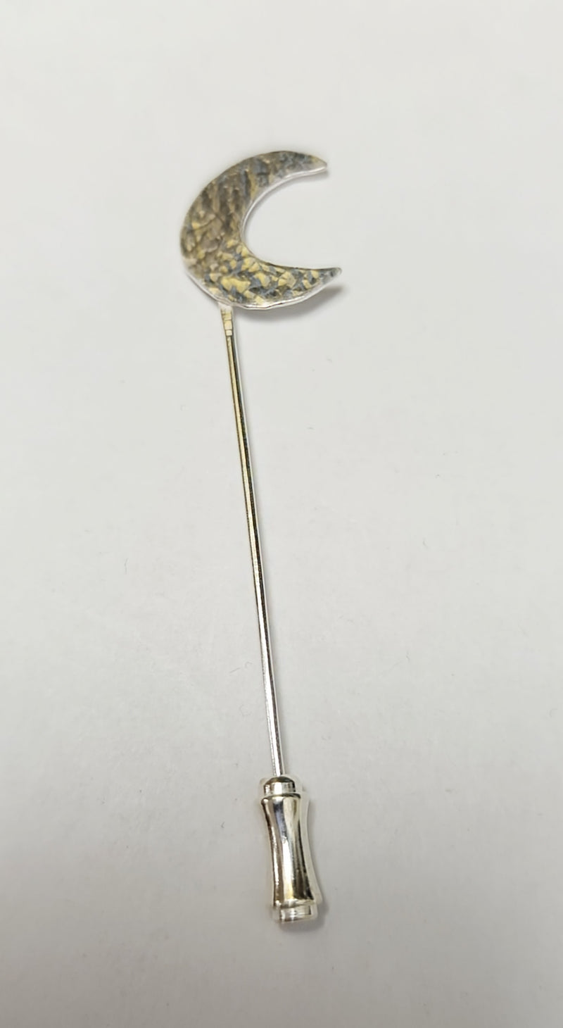 Sterling Silver crescent moon pin brooch