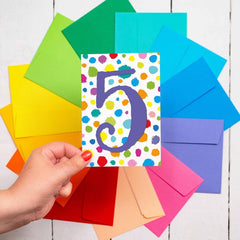 Age 5 - multicoloured spots card
