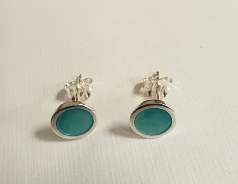 Sterling silver & enamel colourful studs - turquoise