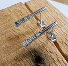 Sterling silver textured 'paddle' studs