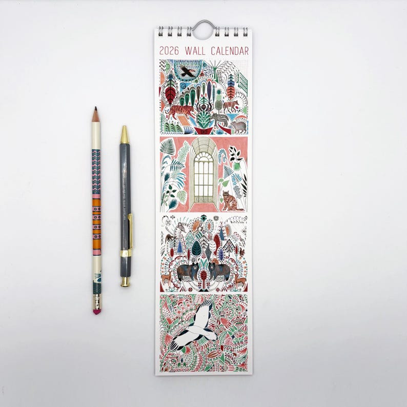 Illustrated long wall calendar