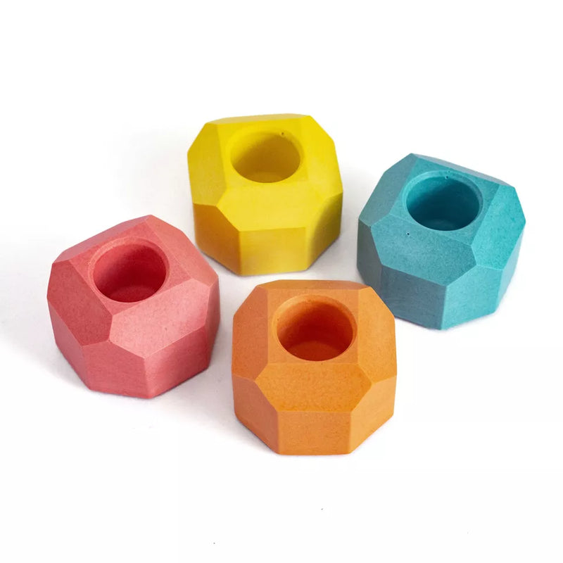 Bright geometric dinner candle holder (choice of 4 colours)