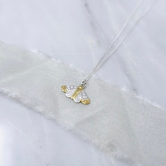 Sterling Silver & 22kt gold moon moth pendant
