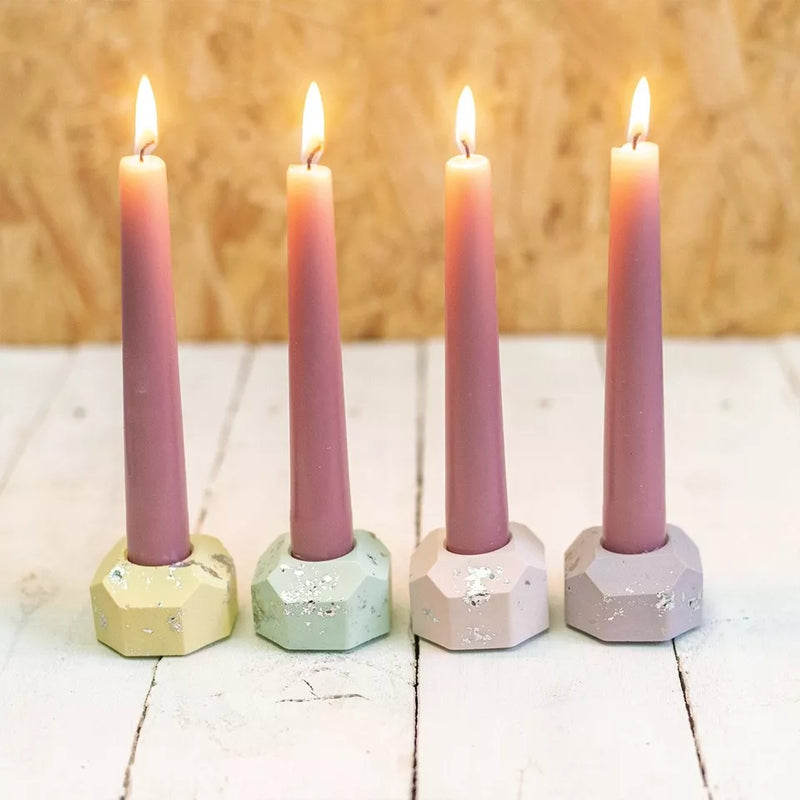 Pastel & silver leaf dinner candle holder (choice of 4 colours)