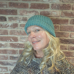 Hand knitted beanie hat - moonstone