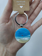 Hand painted wooden keyring