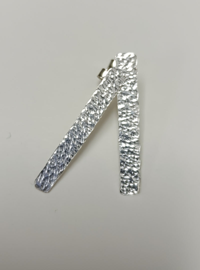 Sterling silver textured rectangle studs