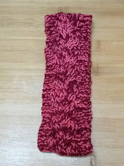 Hand knitted pink/orange headband