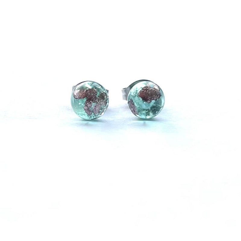 Aqua green & palladium glass whisky bottle studs