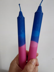 Blue & pink ombre dinner candles