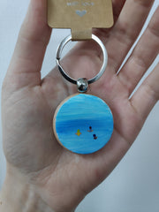 Hand painted wooden keyring