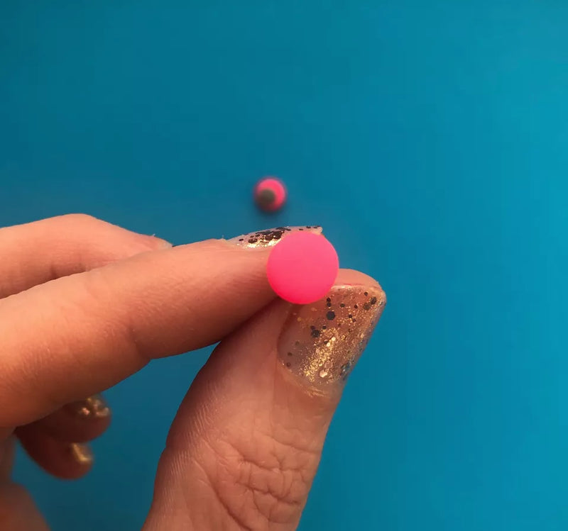 Mini circle polymer clay studs - neon pink