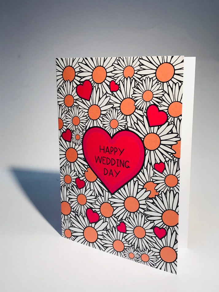 Happy wedding day flowers card