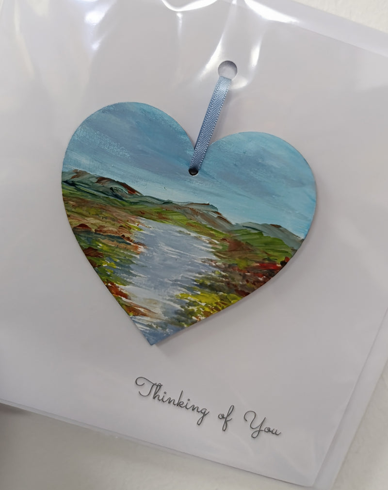 Thinking of you hand painted heart keepsake card