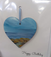 Happy birthday hand painted heart keepsake card