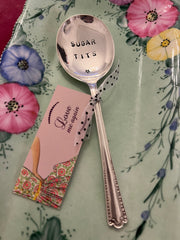 'Sugar t*ts' - hand stamped vintage spoon