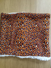 Neck warmer/snood - brown leopard print (adult size)