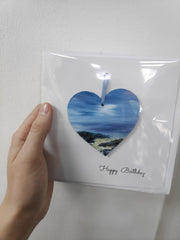 Happy birthday hand painted heart keepsake card