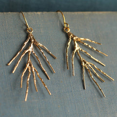 Pine needle gold drop earrings
