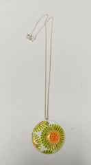 Sunflower imprinted ceramic necklace