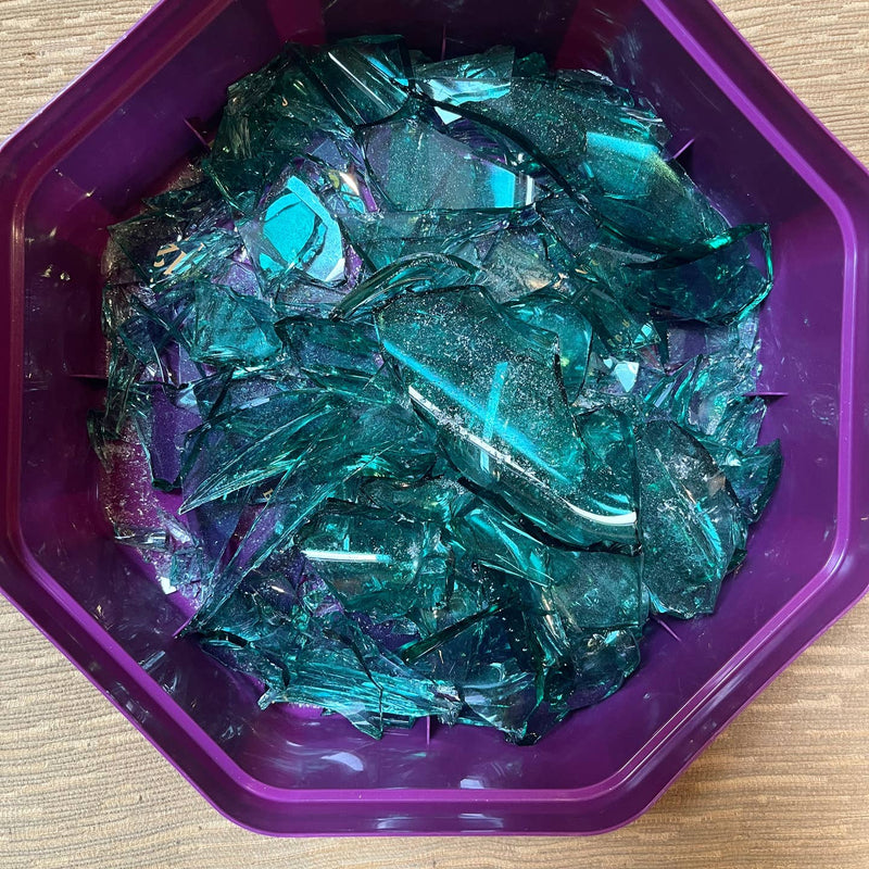 Aqua green frosted glass whisky bottle studs