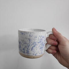 Hand thrown blue speckled cloud mugs