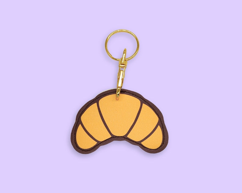 Croissant faux leather keyring