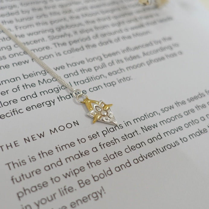 Sterling Silver & 22kt gold Luna Lotus pendant