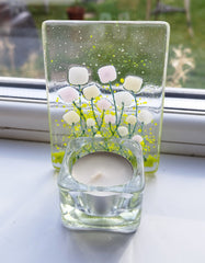 Wildflower glass tealight holder (different colours available)