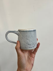 Hand thrown mug - light blue and grey speckled glaze