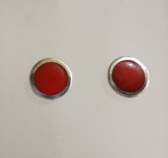 Sterling silver & enamel colourful studs - red