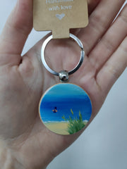 Hand painted wooden keyring