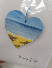 Thinking of you hand painted heart keepsake card