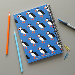 Puffin wire bound lined notebook