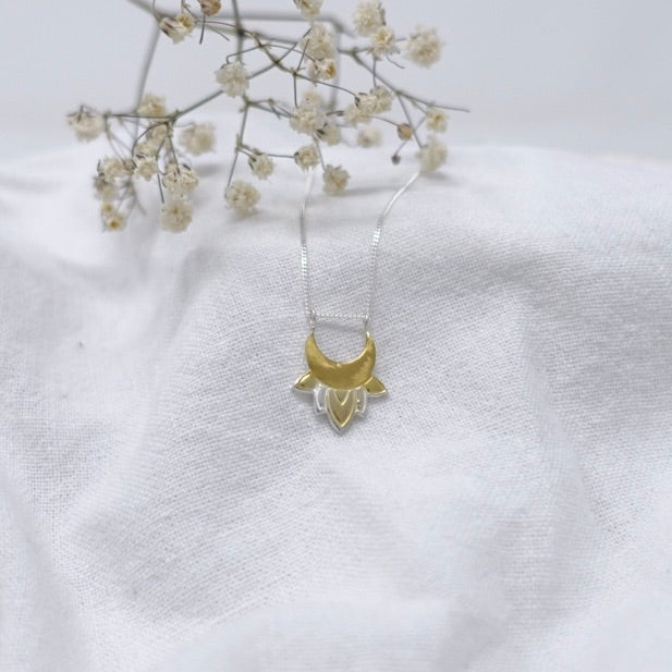 Sterling Silver & 22kt gold Crescent Moon pendant