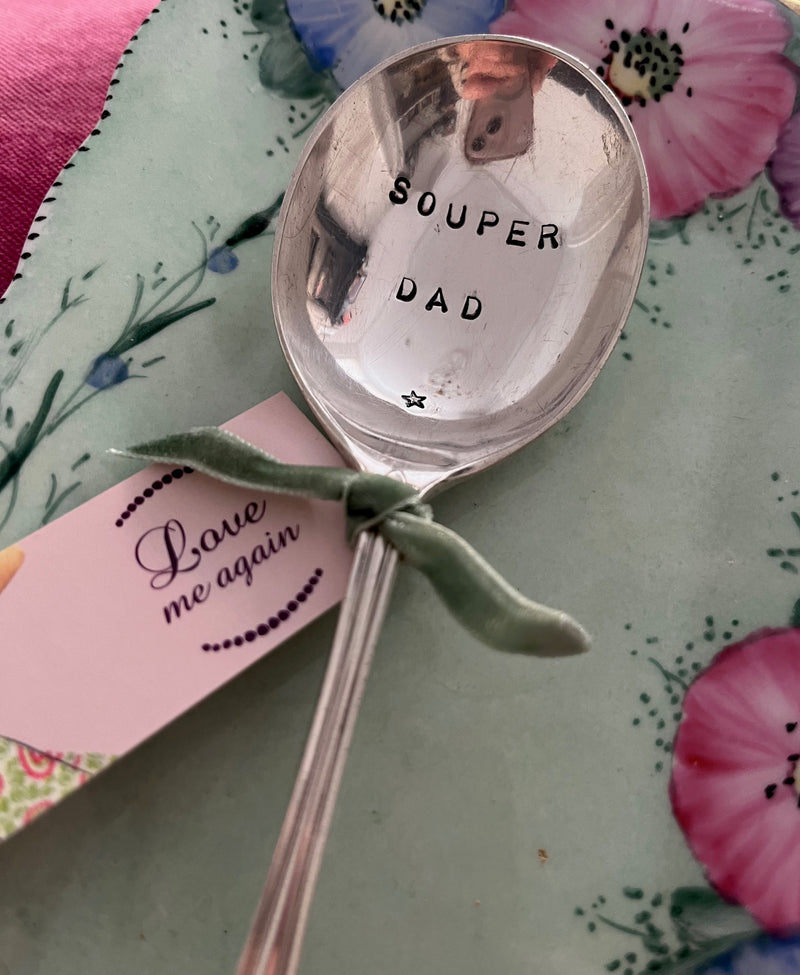 'Souper Dad' - hand stamped vintage soup spoon