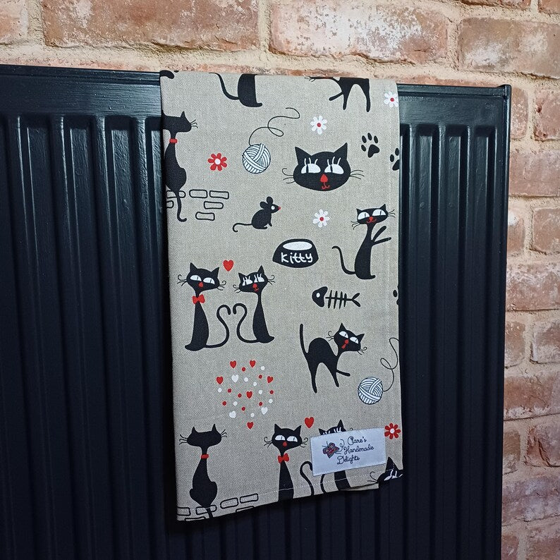 Tea towel - kitty cat print