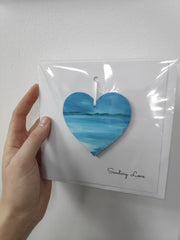 Sending love hand painted heart keepsake card