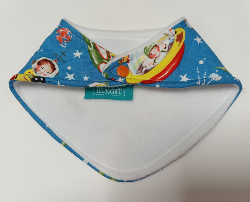 Bandana style bib - retro space kids print